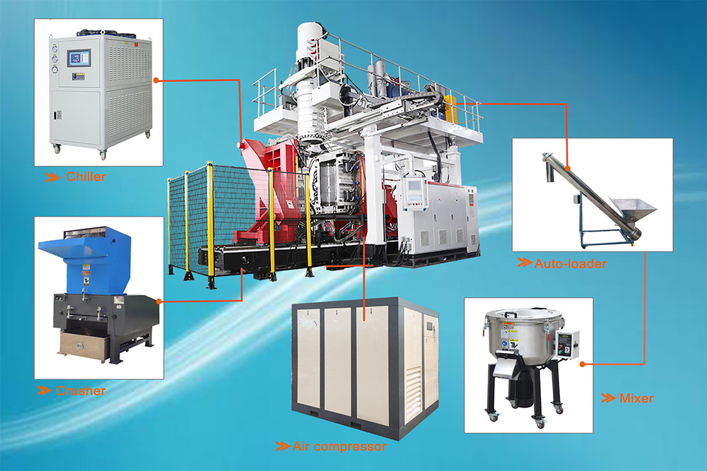 Máquina de moldeo por soplado y extrusión de tambor de HDPE de 60 litros