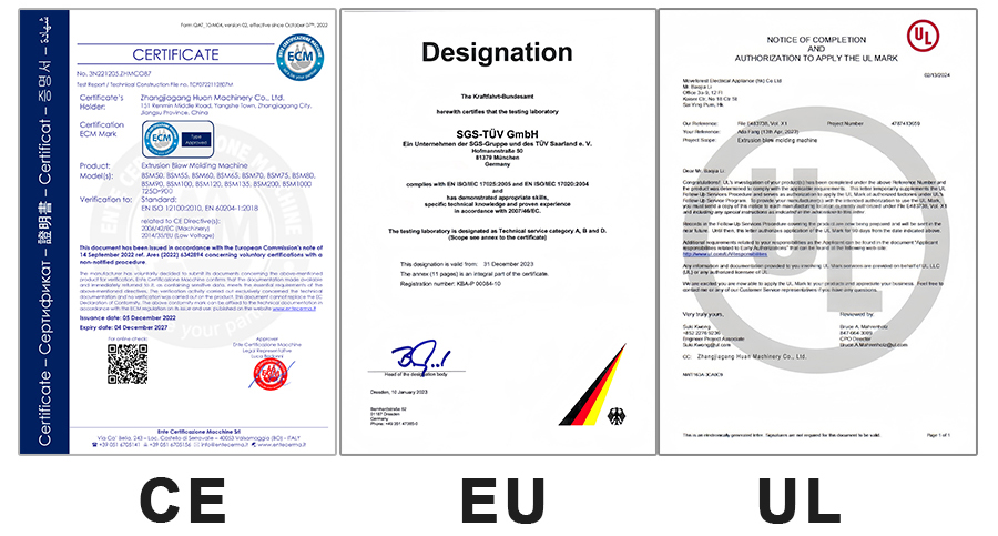 certificado de m&aacute;quina de moldeo por soplado